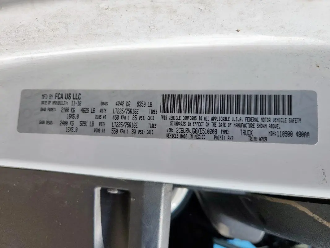 2019 RAM PROMASTER 3500 3500 HIGH  
