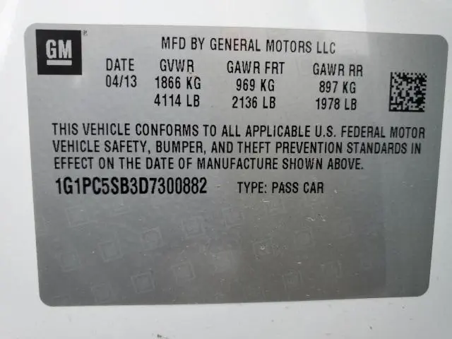 2013 CHEVROLET CRUZE LT