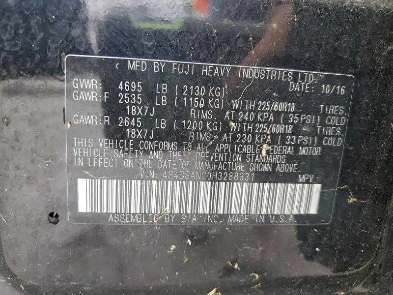 2017 SUBARU OUTBACK 2.5I LIMITED  