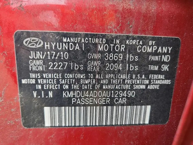 2010 HYUNDAI ELANTRA GLS  