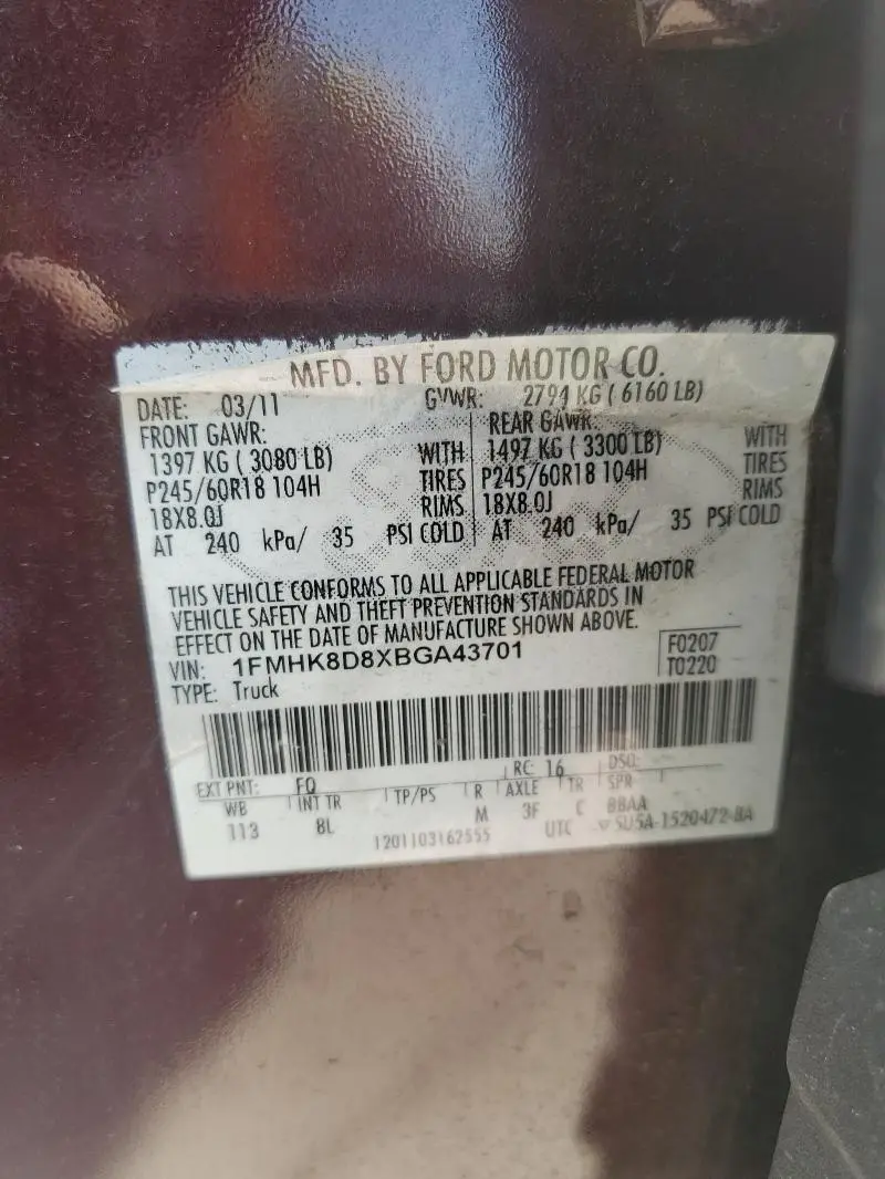 2011 FORD EXPLORER XLT  