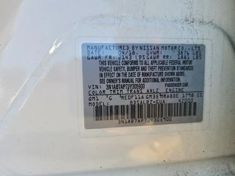 2018 NISSAN SENTRA S  