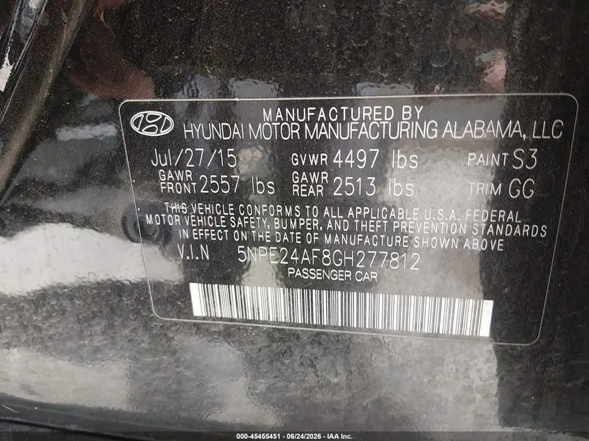 2016 HYUNDAI SONATA SE