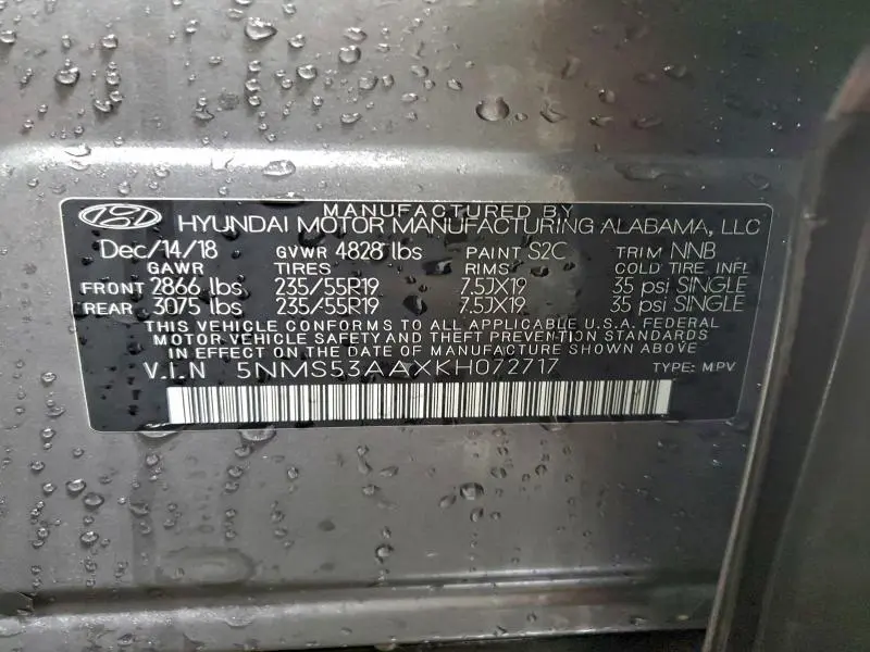 2019 HYUNDAI SANTA FE LIMITED  