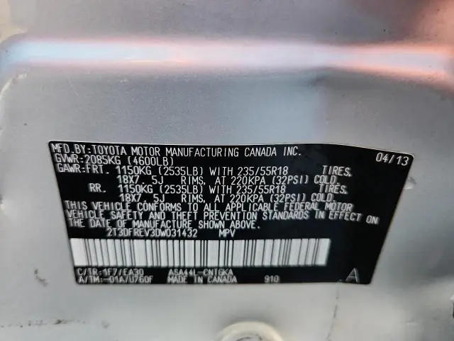 2013 TOYOTA RAV4 LIMITED  