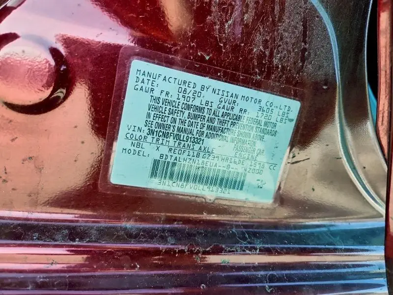 2020 NISSAN VERSA SR  