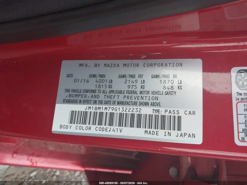 2016 MAZDA MAZDA3 I TOURING