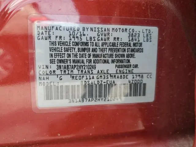 2017 NISSAN SENTRA S  