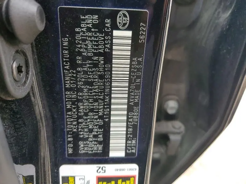 2022 TOYOTA CAMRY SE  
