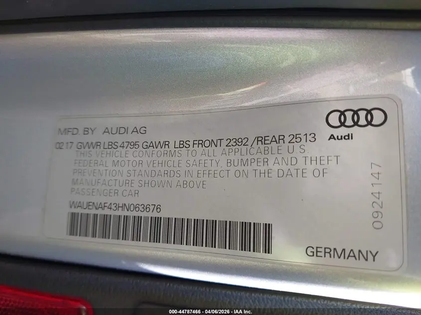2017 AUDI A4 2.0T PREMIUM