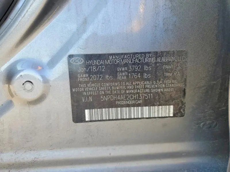 2012 HYUNDAI ELANTRA GLS  