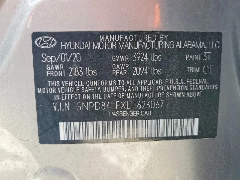2020 HYUNDAI ELANTRA SEL  