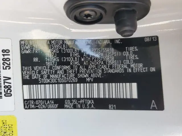 2013 TOYOTA SIENNA XLE  