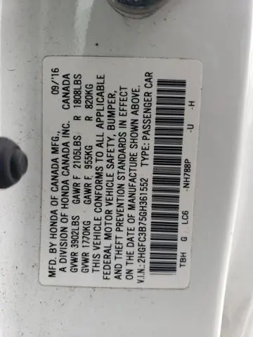 2016 HONDA CIVIC EXL  