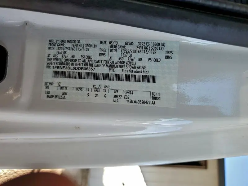 2013 FORD ECONOLINE E350 SUPER DUTY WAGON  