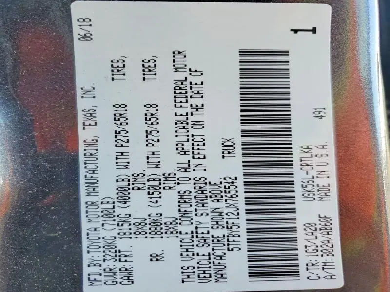 2018 TOYOTA TUNDRA LIMITED  