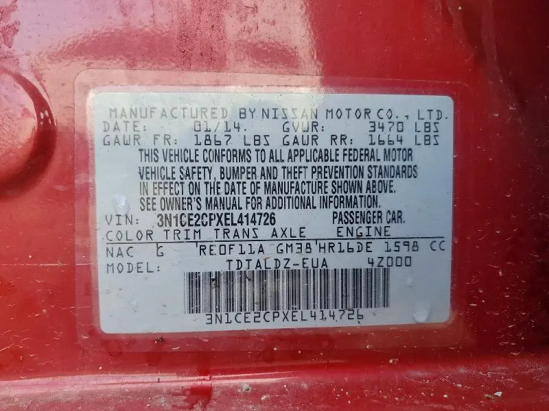2014 NISSAN VERSA NOTE SV  