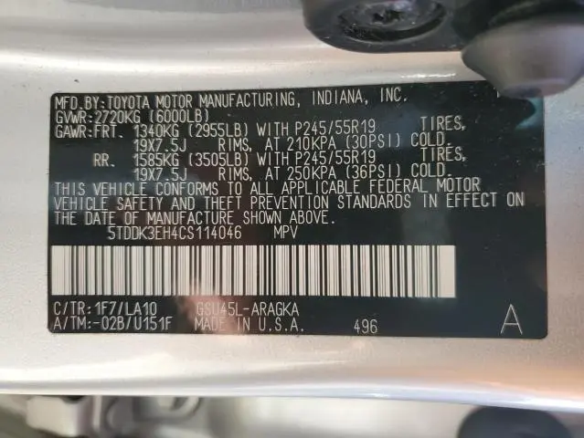 2012 TOYOTA HIGHLANDER LIMITED  