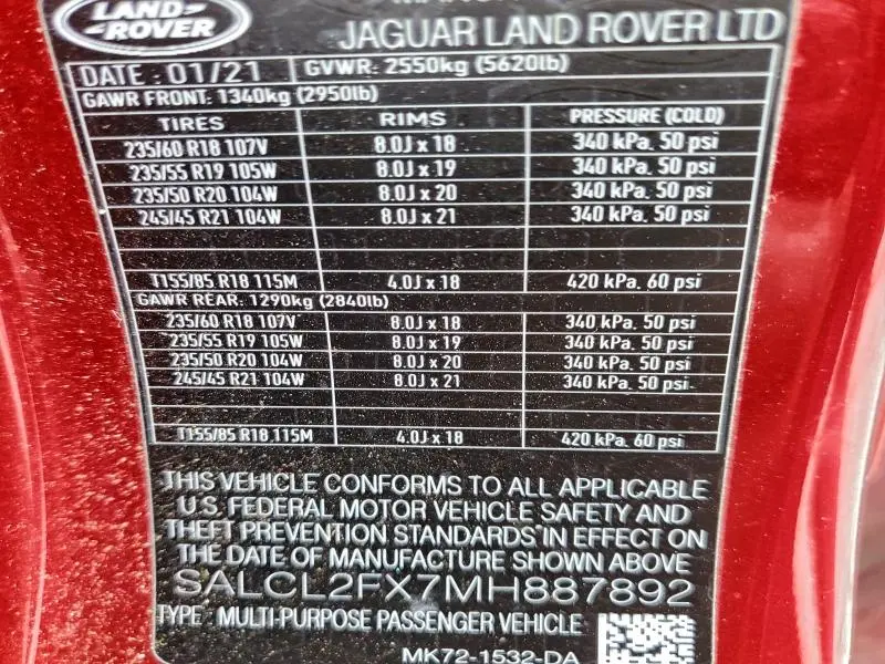 2021 LAND ROVER DISCOVERY SPORT SE R-DYNAMIC  