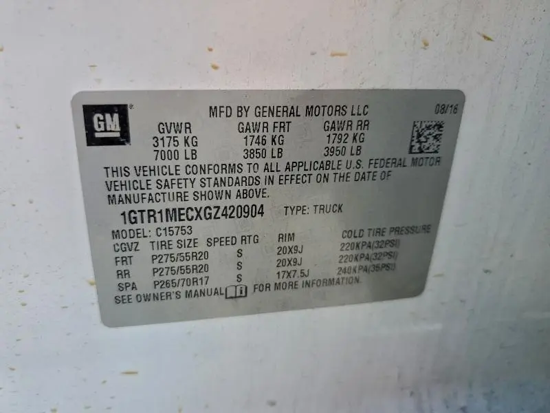 2016 GMC SIERRA C1500 SLE  