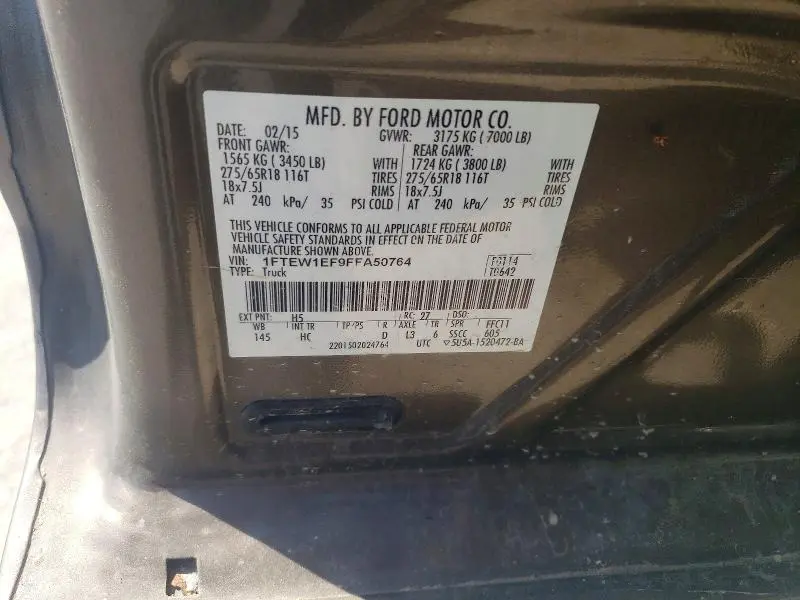 2015 FORD F150 SUPERCREW  