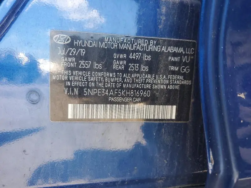 2019 HYUNDAI SONATA SEL  