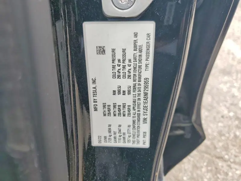 2022 TESLA MODEL 3   