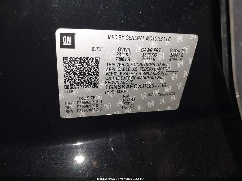 2018 CHEVROLET TAHOE LS