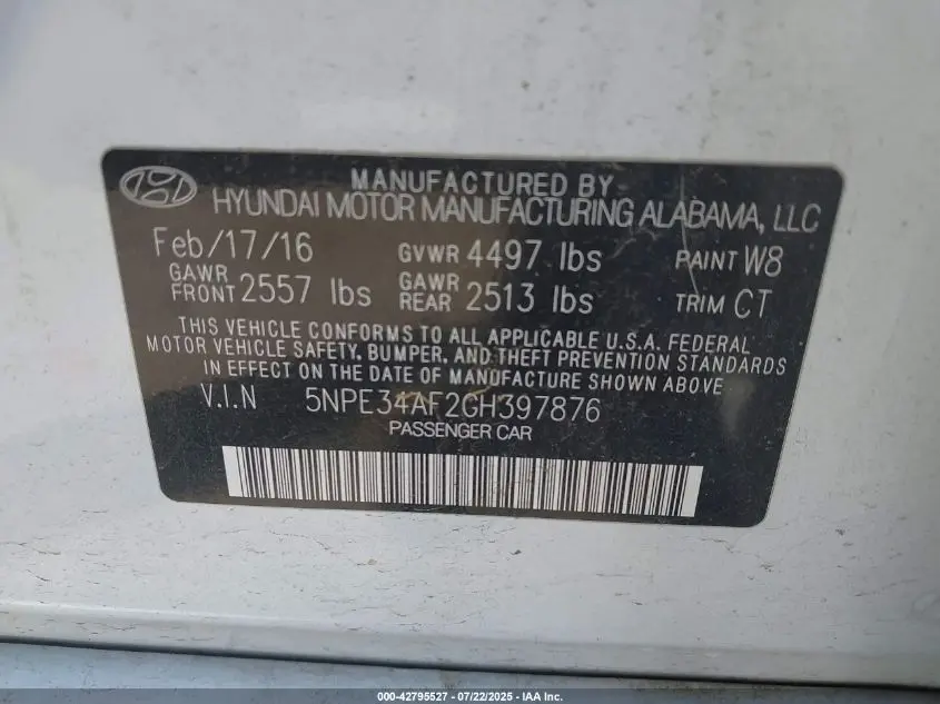 2016 HYUNDAI SONATA SPORT