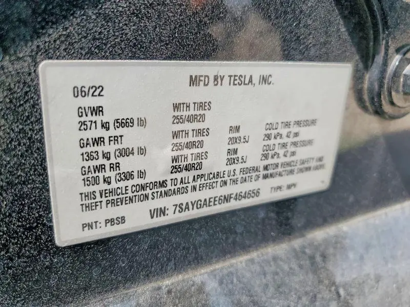 2022 TESLA MODEL Y   