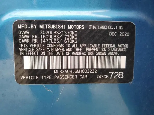 2021 MITSUBISHI MIRAGE ES  