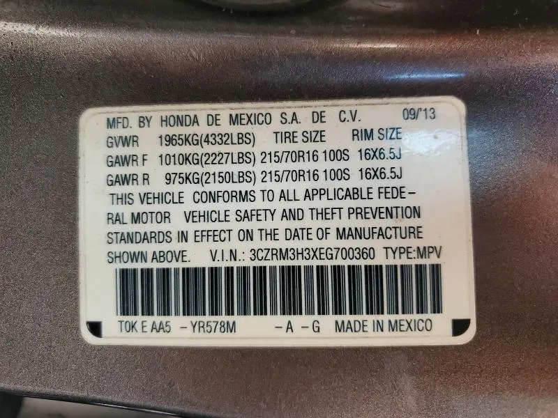 2014 HONDA CR-V LX  
