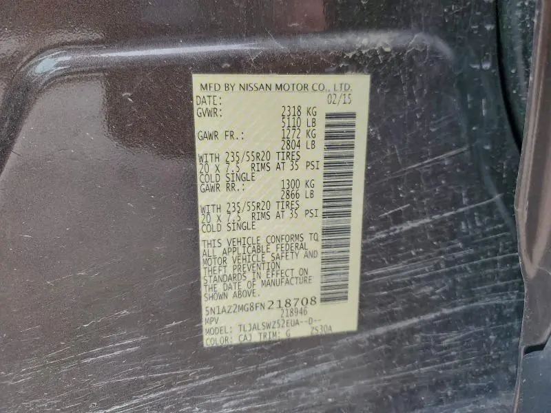 2015 NISSAN MURANO S  