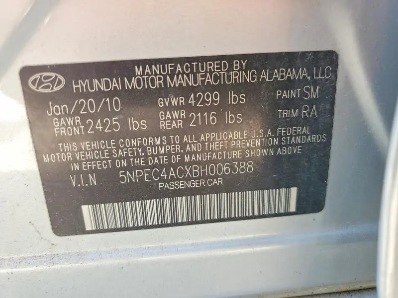 2011 HYUNDAI SONATA LIMITED  