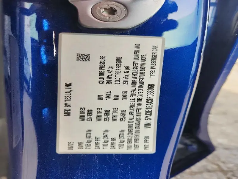 2025 TESLA MODEL 3   