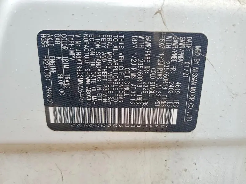 2021 NISSAN ROGUE SV  