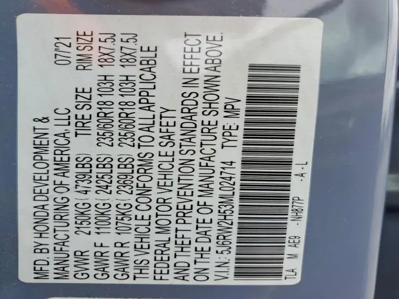 2021 HONDA CR-V EX  