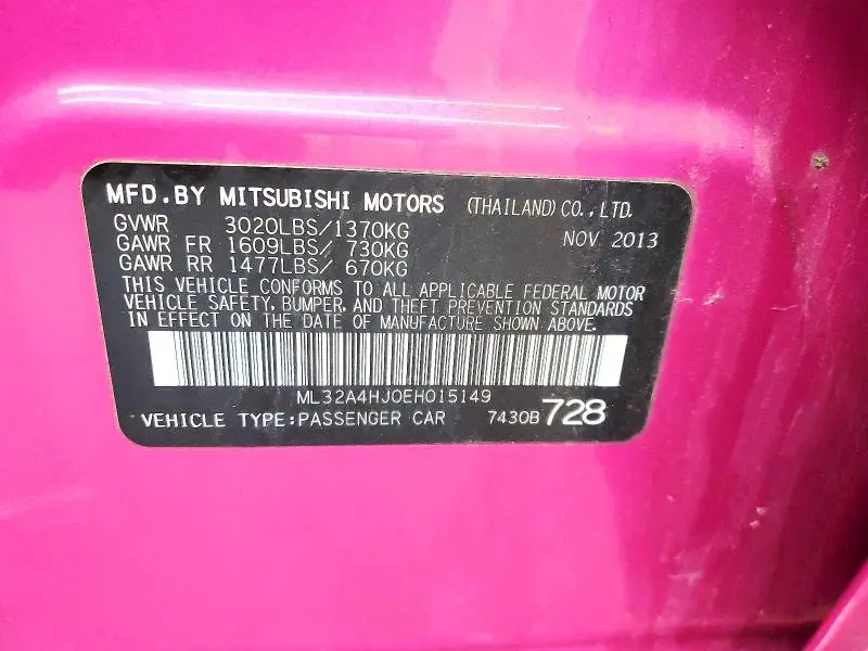 2014 MITSUBISHI MIRAGE ES  