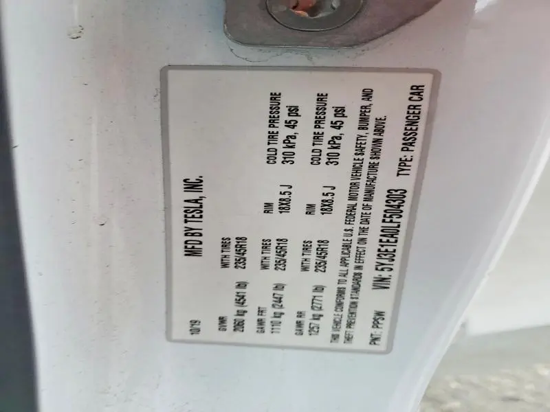 2020 TESLA MODEL 3   