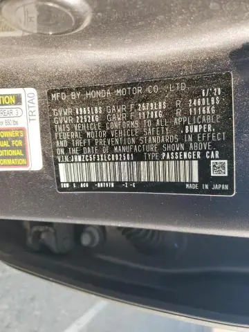 2020 HONDA CLARITY TOURING  