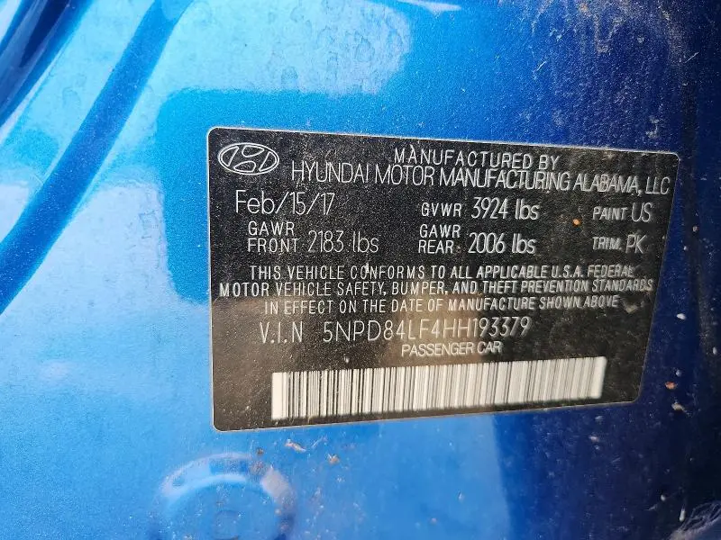 2017 HYUNDAI ELANTRA SE  