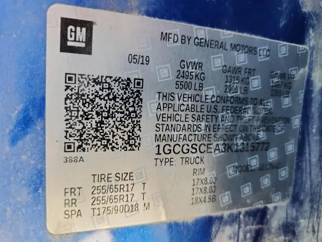 2019 CHEVROLET COLORADO LT  