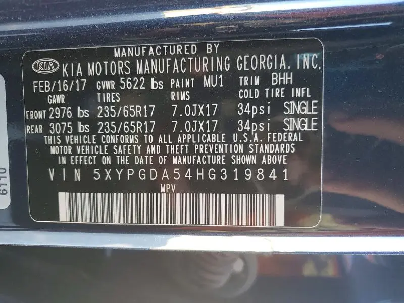 2017 KIA SORENTO LX V6  