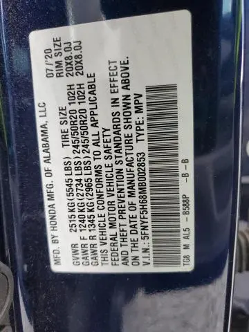 2021 HONDA PILOT TOURING  