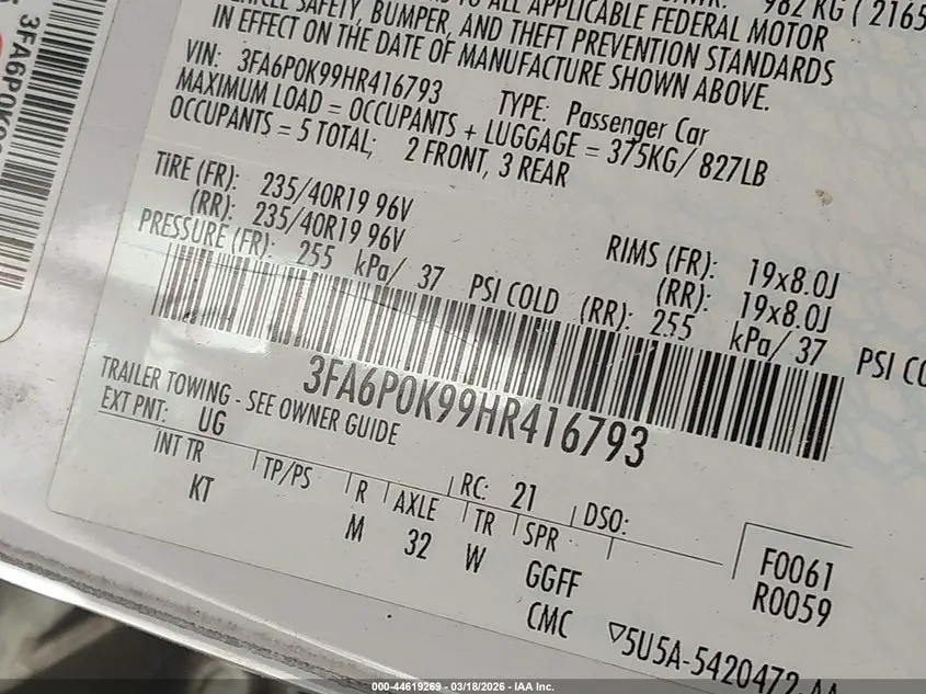 2017 FORD FUSION TITANIUM