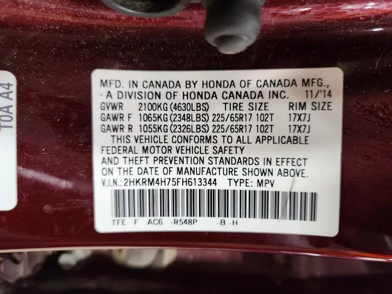 2015 HONDA CR-V EXL  