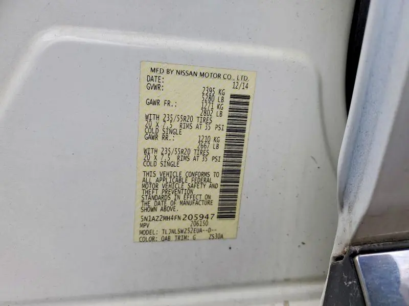2015 NISSAN MURANO PLATINUM  