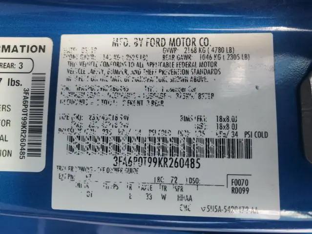 2019 FORD FUSION SE  