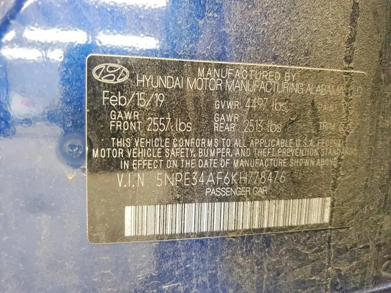 2019 HYUNDAI SONATA SEL  