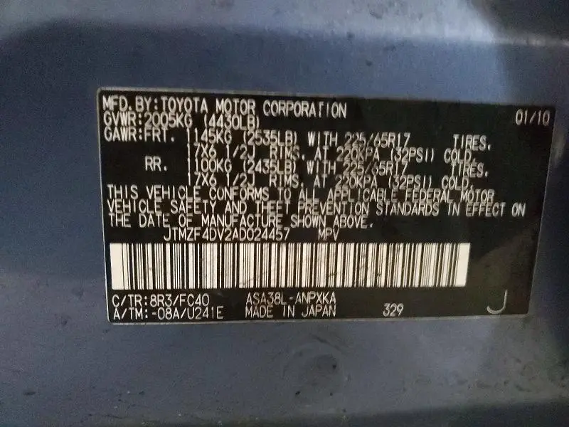 2010 TOYOTA RAV4 BASE  